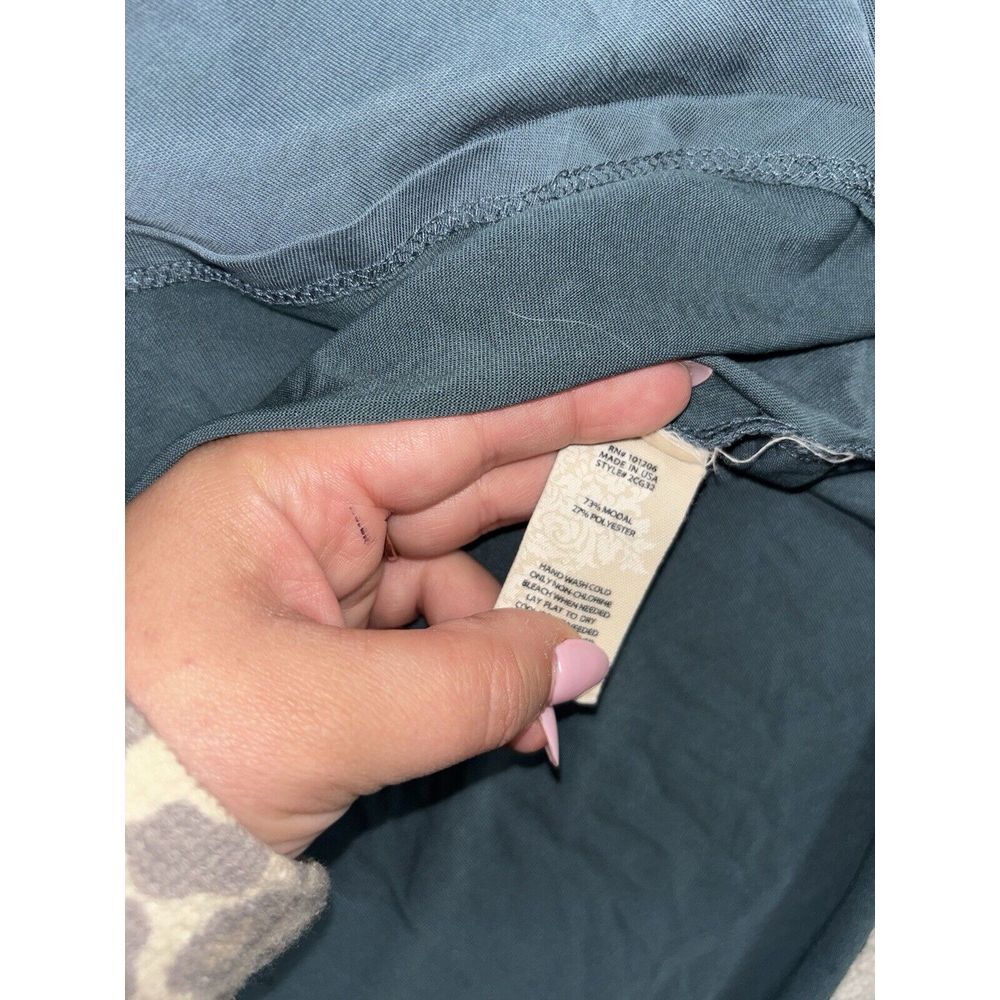 soft surroundings teal modal flowy long sleeve shirt - Picture 3 of 8